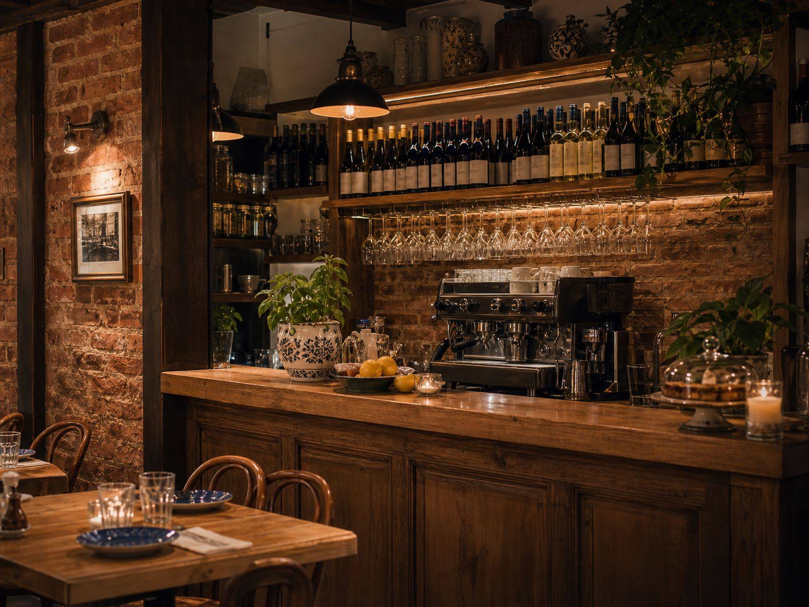 Bar Trattoria Sole z wyborem włoskich win